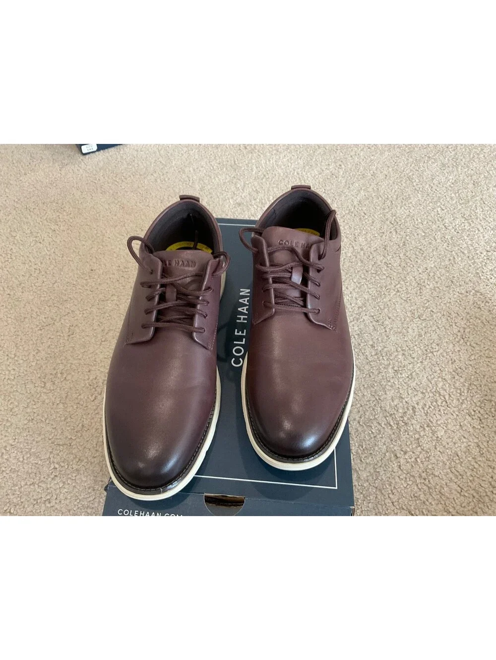 Cole Haan Men’s 8 Grand+ Plain Toe Leather Oxford Shoes C42675 Brown